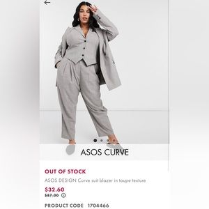 ASOS CURVE suit blazer in taupe texture